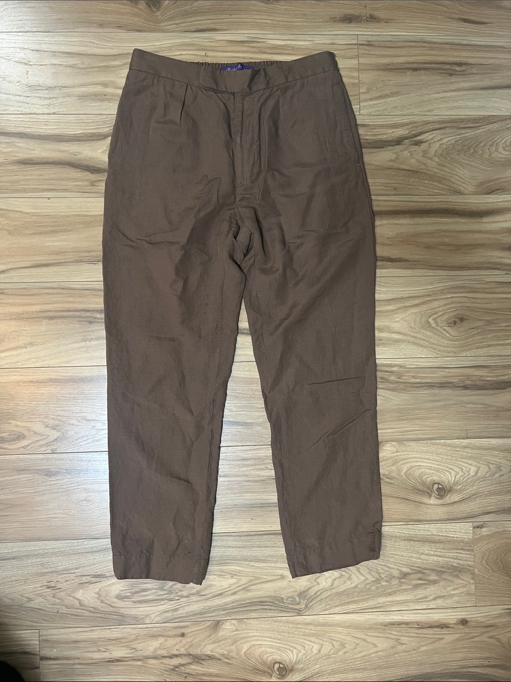 Ralph Lauren Purple Label Brown Silk Straight Leg Chinos